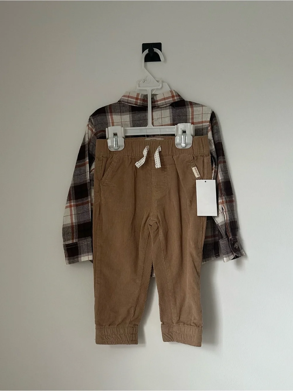 Toddler Brown Plaid Two-Piece Set